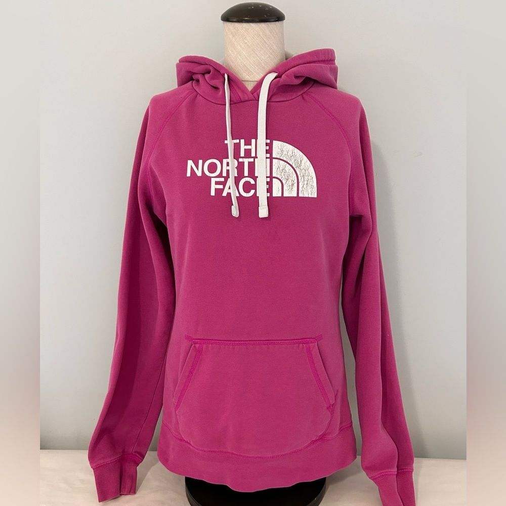 North Face Pink Fleece Hoodie with Kangaroo Pocket size Medium